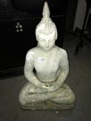 A plaster Buddha, a/f. ****Condition report**** Height 64cm. Width 37cm.