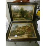 A pair of framed and glazed rural scene watercolours signed F Walton.