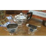 A 3 piece silver plate tea set by Pepper & Hope.