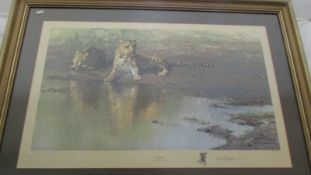 A framed and glazed signed print by David Shepherd entitled 'Cool Waters'.