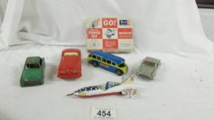 A Triang Minic coach, Evel Knievel rocket, Jaguar XK120 etc.