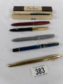 A boxed parker fountain pen, Shaefer fountain pen, 2 Platinum fountain pens,