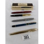 A boxed parker fountain pen, Shaefer fountain pen, 2 Platinum fountain pens,