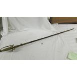 A good Victorian officer's sword with brass hilt and scabbard, (scabbard a/f).