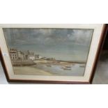 Joan Sealey Oil on board painting entitled Harbour Beach St Ives signed and dated 1975