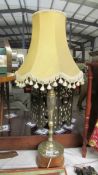 A tall 1920/30's silver plated on brass table lamp.