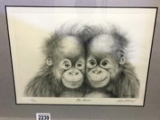 A framed and glazed signed limited edition print entitled 'The Twins', 98/750.