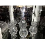 A cut glass decanter & 6 glasses