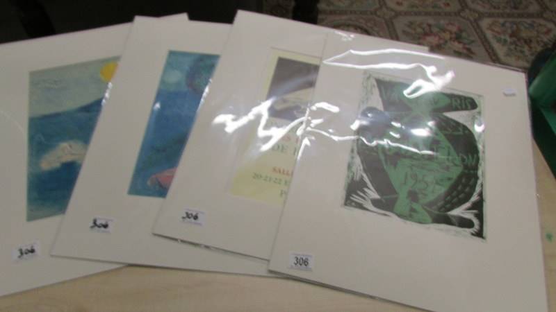 Collection of 4 lithographic prints 2 x Marc Chagall (1887-1985) both modernist figural subjects