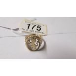 A 9ct gold Scottish rampant lion ring, size S. 2.6 grams.