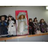 6 good clean collector's dolls, 2 x 60cm, 1 x 70cm and 3 x 45cm.