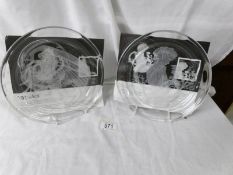 A pair of Morgantow crystal plates, "Angelica" and "Violet"!.