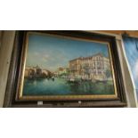 A large framed oil on canvas Venetian scene, signed Ellison, 88 x 116 cm.
