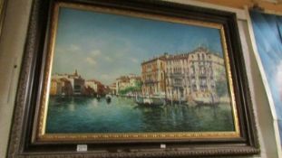 A large framed oil on canvas Venetian scene, signed Ellison, 88 x 116 cm.