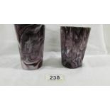 A Victorian Davidson pressed purple slag glass tumbler with smooth outside (11.