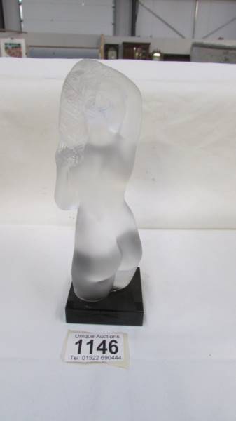 A frosted glass nude female figurine. - Image 2 of 2