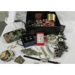 A mixed lot of costume jewellery, some in boxes together with sundries to include watches,