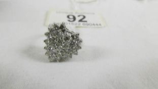 An 18ct white gold 2.5 carat diamond heart ring, size G.