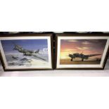 2 framed and glazed prints of WW2 aircraft by Iain Wyllie.