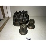 3 Victorian copper jelly moulds. ****Condition report**** No soldered repairs.