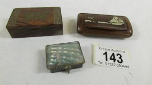 A silver (925) snuff box and 2 others.