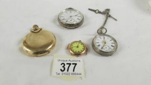 A silver pocket watch in working order,