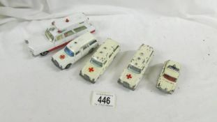 A selection of Dinky and Matchbox emergency vehicles including Mercedes and MIni.