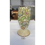 A Tuscan Decord pottery 9" vase on a yellow/cream foot with floral style decoration (art nouveau?)