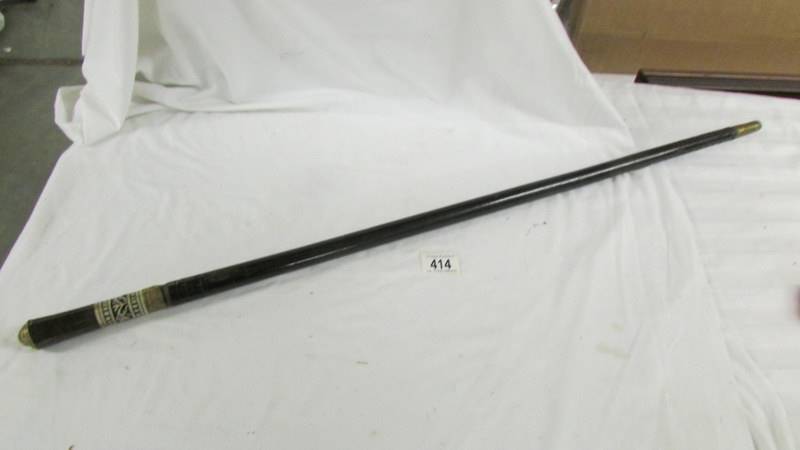 An old sword stick, length 91 cm, blade 59 cm.