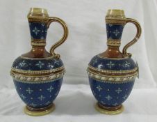 A pair of antique Villery and Bosch Mettlach flasks, 21.