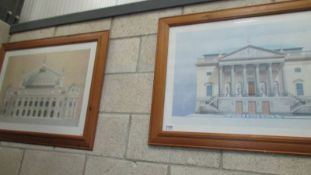 A pair of framed and glazed architectural prints.