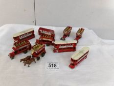 8 early Lesney Models of Yesteryear Buses, trams and a trolley bus.