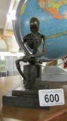 A contemporary bronze figure of a skeleton marked Bronze Geranti Paris, A7949.