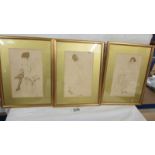 3 framed and glazed prints of ladies.