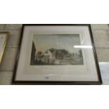 A framed and glazed signed print 'The Mill at Baldock in Herts'