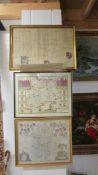 A Manning family pedigree, 70 x 48 cm, and old map of Suffolk,