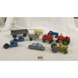 A mixed lot of Dinky and Corgi tractors, trailers etc and 2 Dinky mechanical horse.