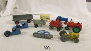 A mixed lot of Dinky and Corgi tractors, trailers etc and 2 Dinky mechanical horse.