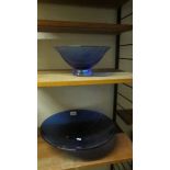 2 blue art glass bowls. ****Condition report**** Both in undamaged condition.