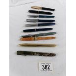 Ten vintage fountain pens.