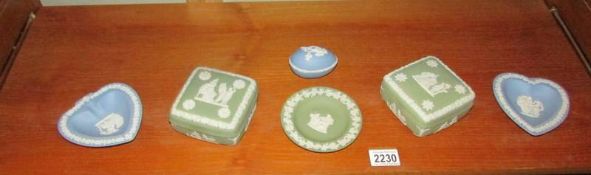 Six pieces of Wedgwood Jasper ware.