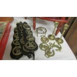 3 brass Martingales with brasses, 4 other horse brasses,