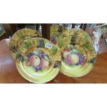 5 hand painted fruit decorated plates, 21 cm diameter.