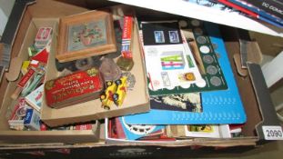 A box of miscellaneous vintage items, toys etc.
