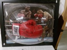 A framed signed boxing glove 'Frank Bruno' with certificate of authentication.