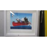 A framed and glazed limited edition (fishing related) print by Doug Hyde, image 58 x 46 cm.