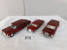 2 Dinky and 1 Corgi Mercedes 600 Pullman model cars.