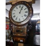 A good inlaid drop dial wall clock, inlay in good condition and in working order.