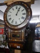 A good inlaid drop dial wall clock, inlay in good condition and in working order.