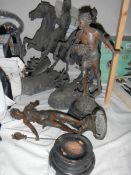 A quantity of antique spelter figures, a/f.